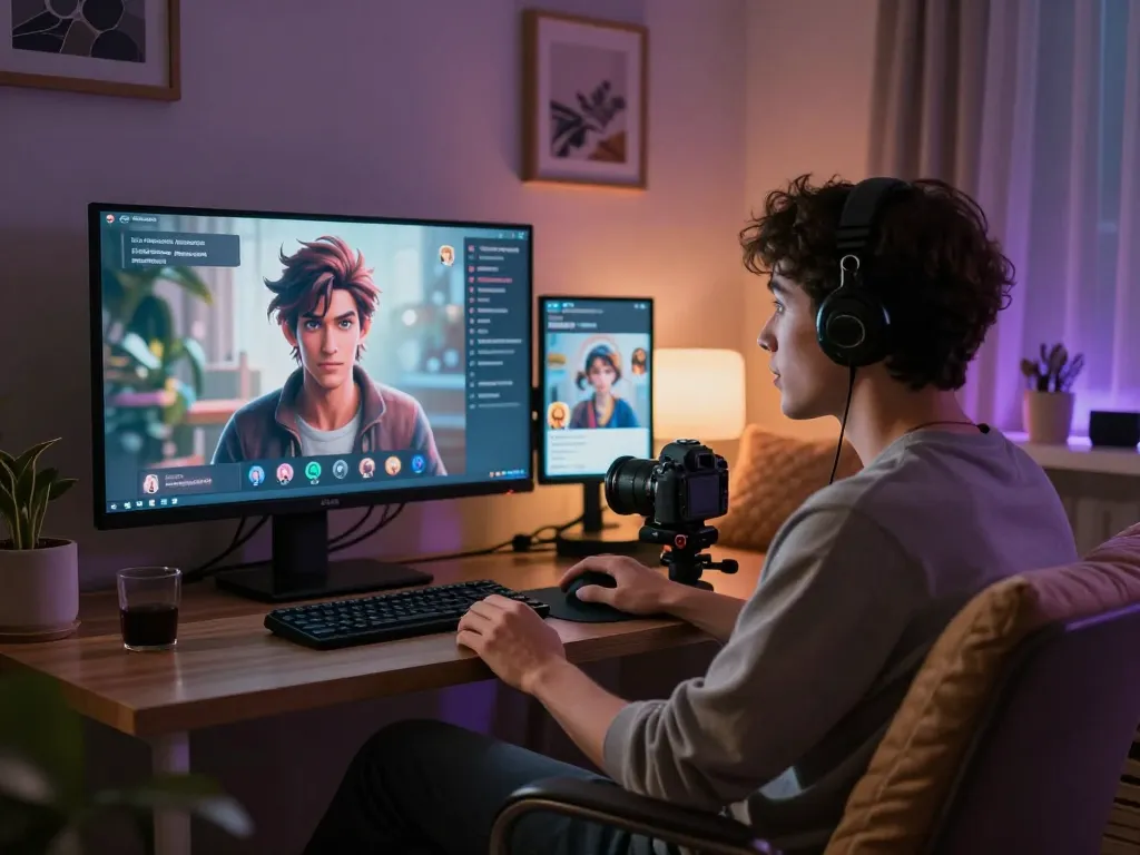 Immersive character AI NSFW chat scene in a cozy virtual environment with engaging character interactions.