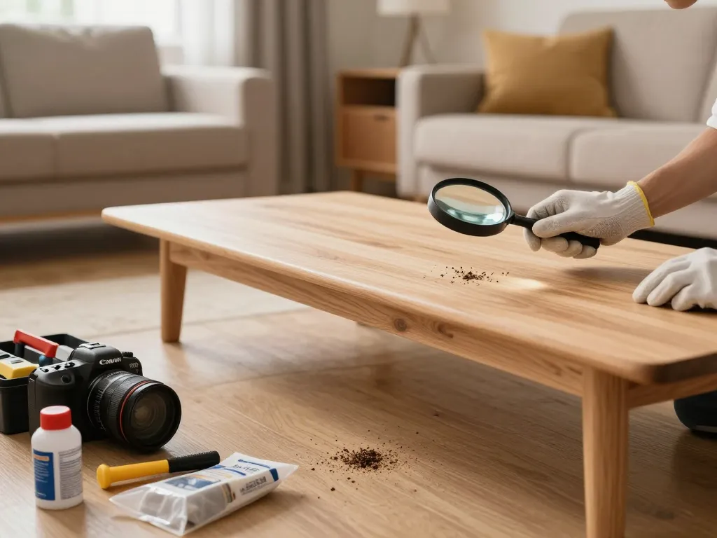 Metodi efficaci per l'eliminazione del coleottero del legno mostrati in una stanza accogliente con ispezione del legno.