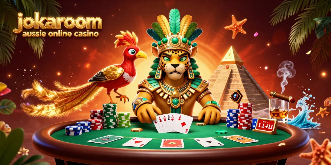 Experience thrilling wins at jokaroom aussie online casino with a vibrant poker scene featuring a Mayan jaguar priest.